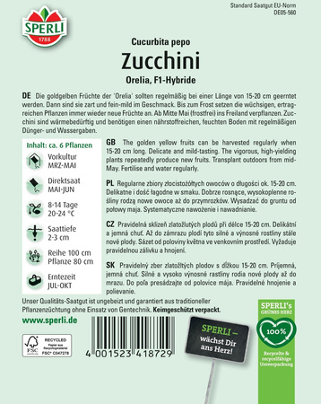 Cukinia 'Orelia' F1 Nasiona PREMIUM Sperli